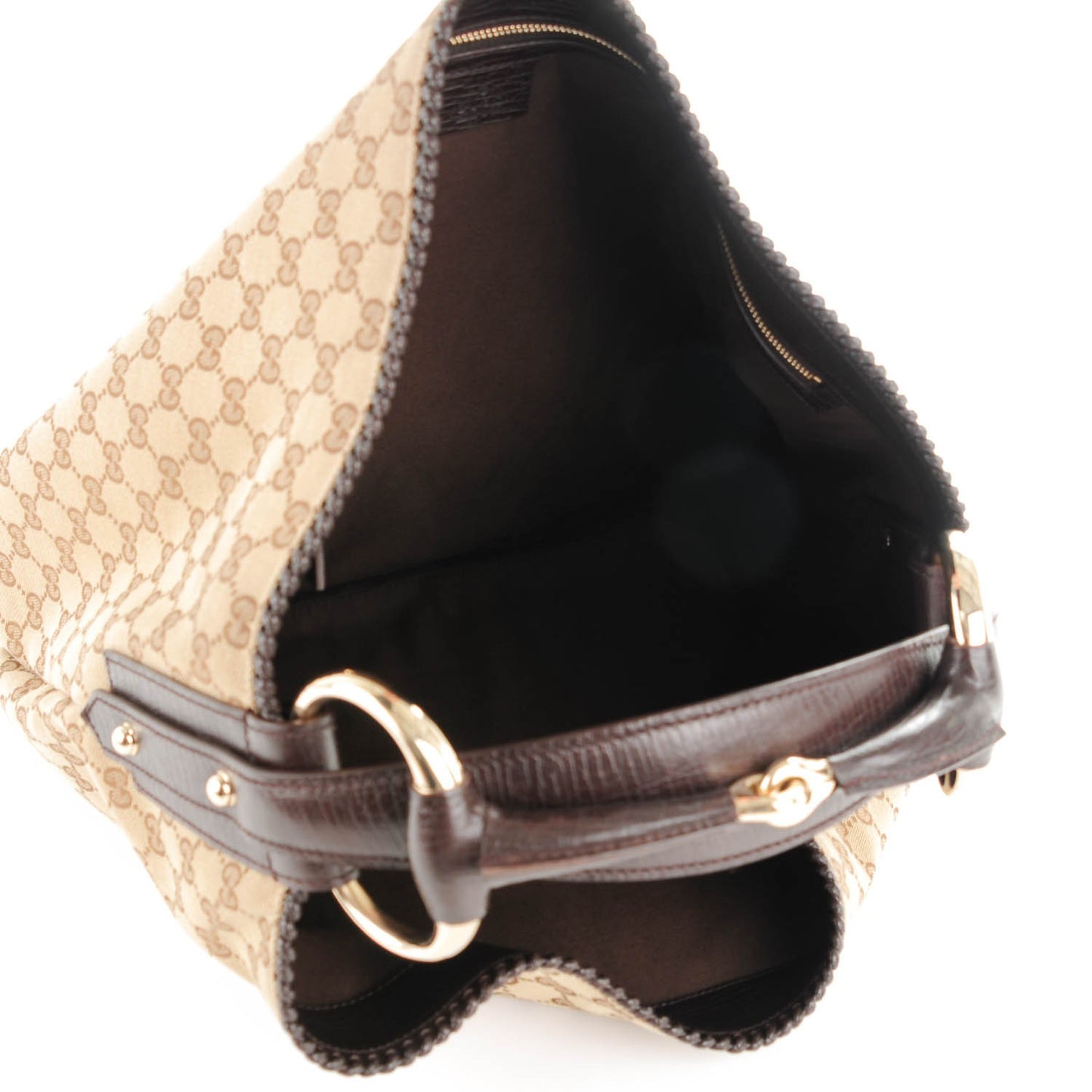 Monogram Large Horsebit Chain Hobo Dark Brown