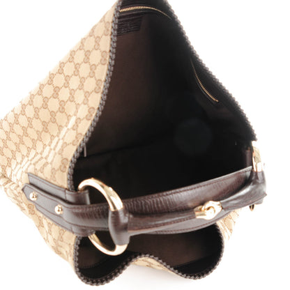Gucci Monogram Large Horsebit Chain Hobo Dark Brown 5 of 7