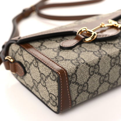 Gucci GG Supreme Monogram Mini Horsebit 1955 Shoulder Bag Beige Brown Sugar 8 of 9