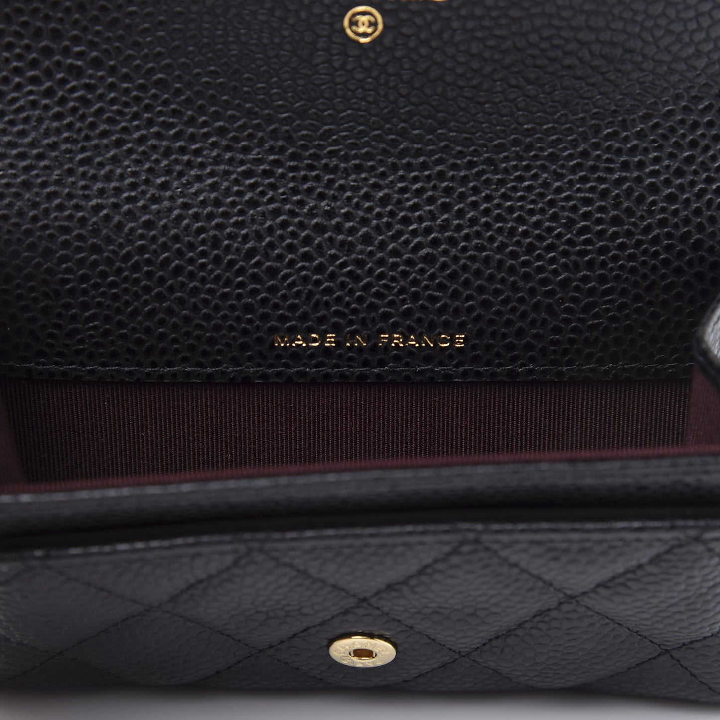 Caviar Quilted Flap Card Holder Wallet Black