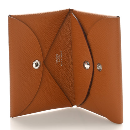 Hermes Epsom Calvi Duo Card Case Gold 5 of 8