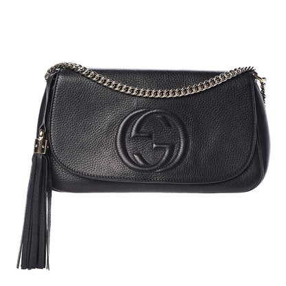 Gucci Pebbled Calfskin Medium Soho Flap Crossbody Black 1 of 12