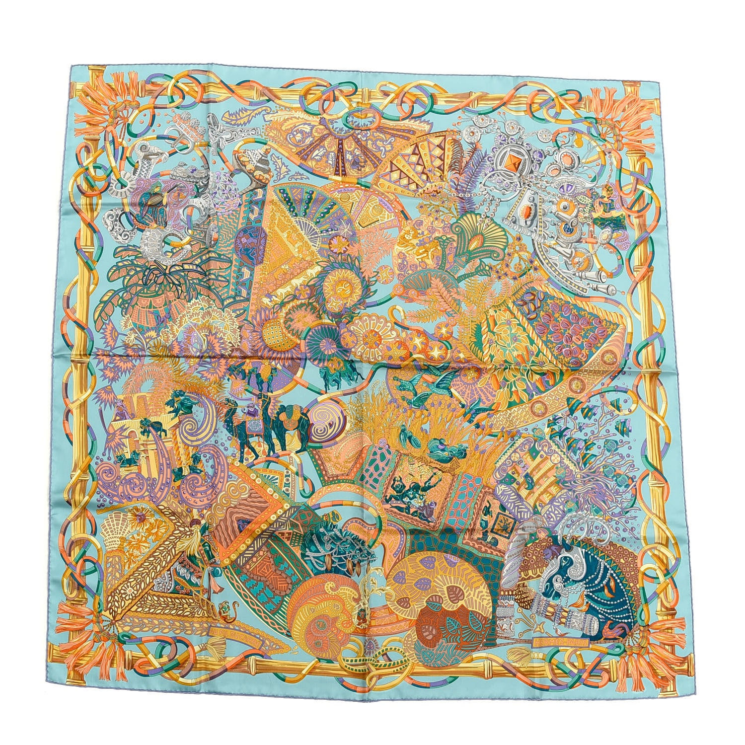 Hermes Silk Au Fil Du Carre Scarf 90 1 of 4