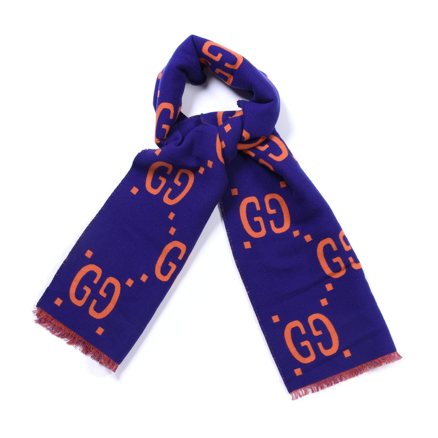 Gucci Wool Silk Monogram Jumbo GG Freedom Scarf Parma Violet Orange 3 of 3