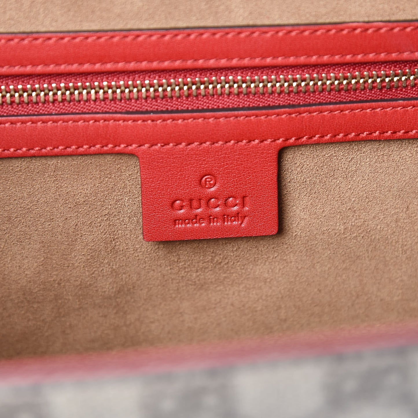GG Supreme Monogram Calfskin Medium Padlock Top Handle Bag Beige Hibiscus Red New Rosette