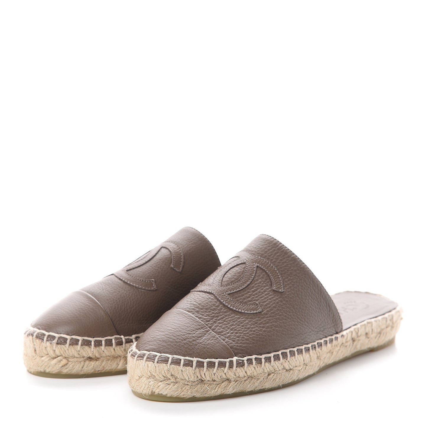 Calfskin CC Espadrille Mules 36 Beige