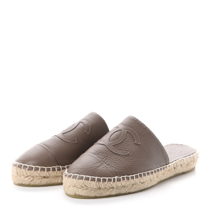 Chanel Calfskin CC Espadrille Mules 36 Beige 3 of 7