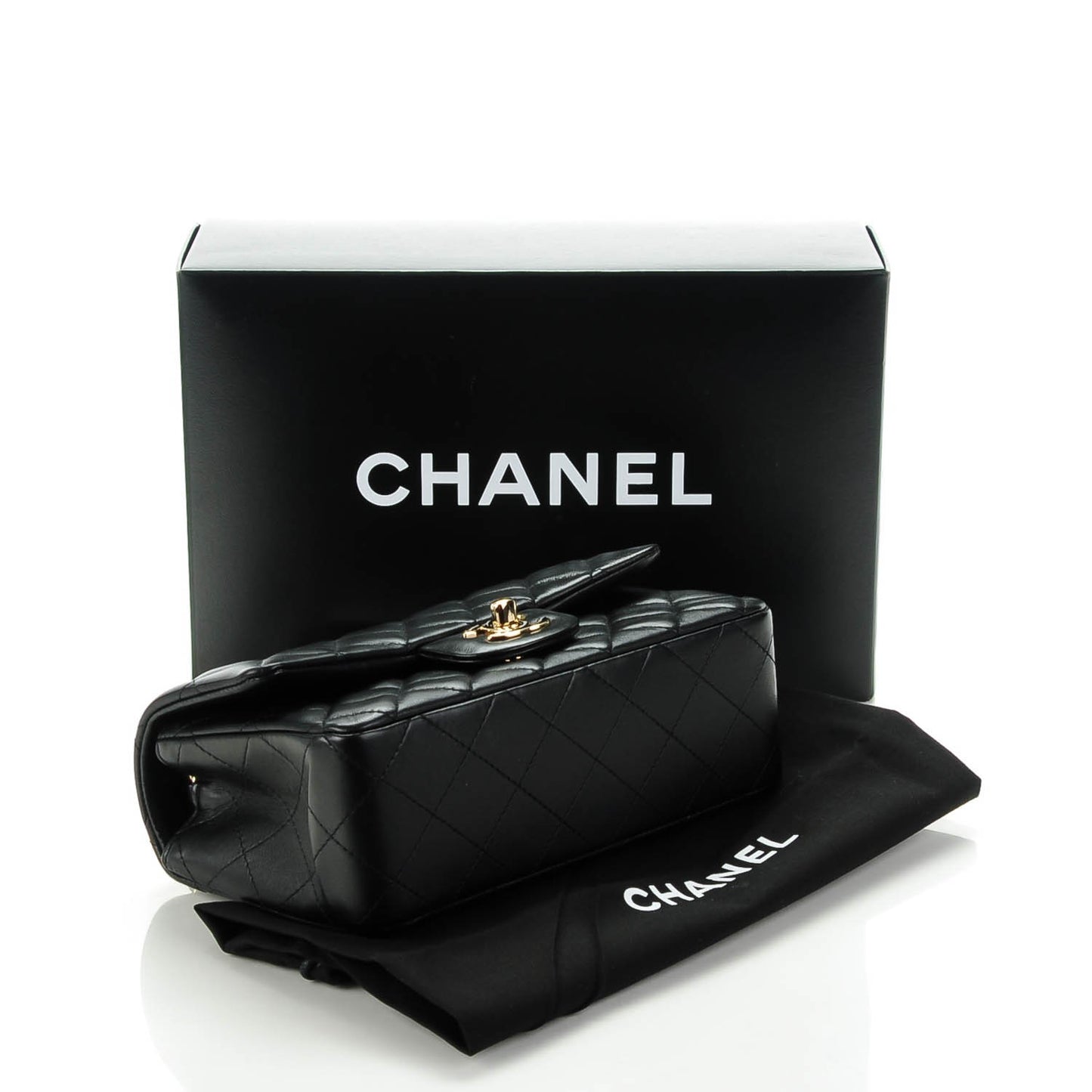Lambskin Quilted Mini Rectangular Flap Black