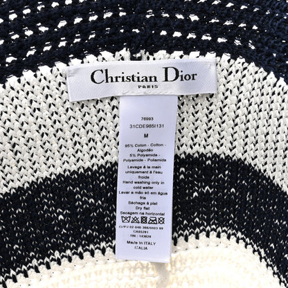 Christian Dior Cotton Blend Knitted D-Tulipe Cloche Hat M Blue White 8 of 9