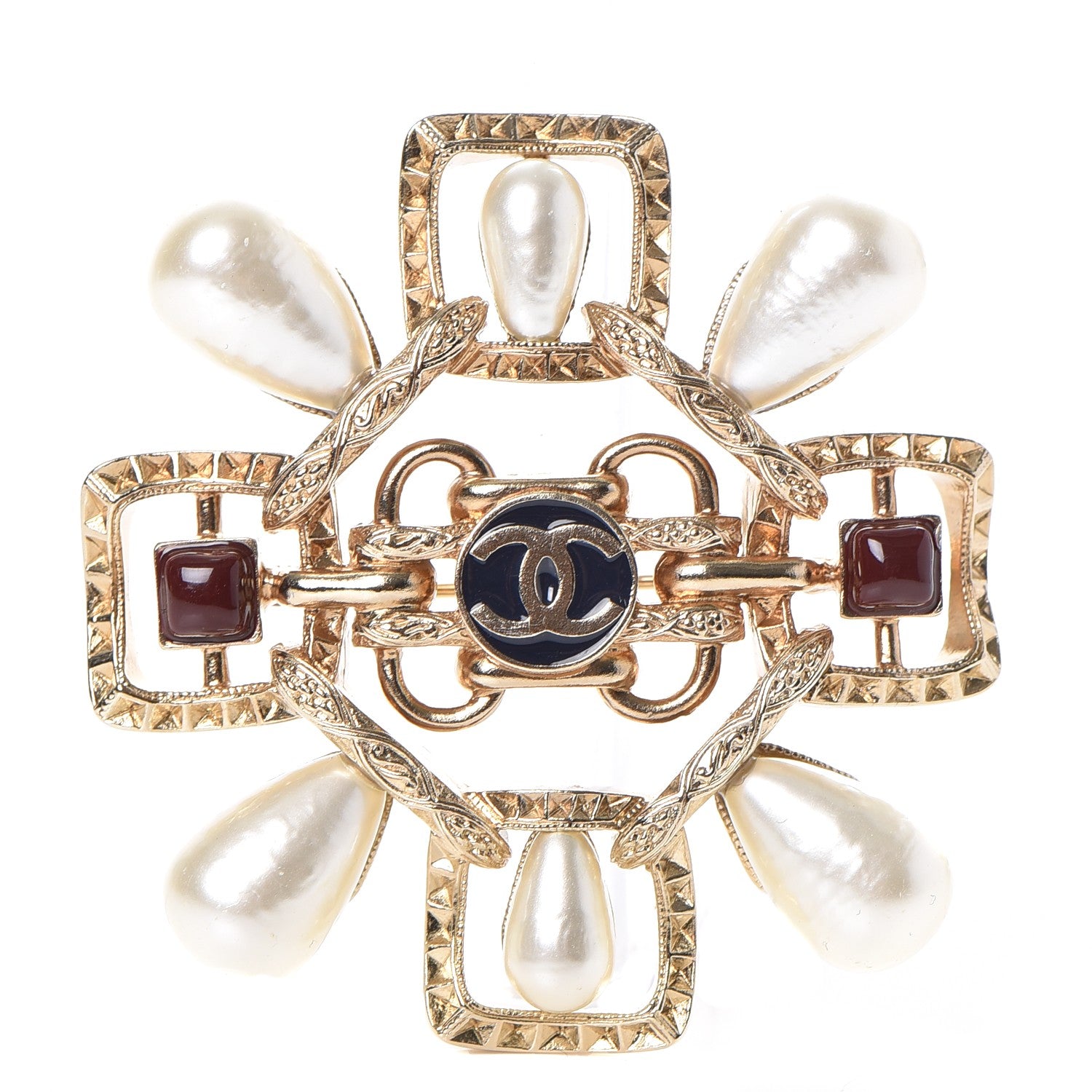 Chanel Gripoix Pearl Brooch Gold 1 of 5