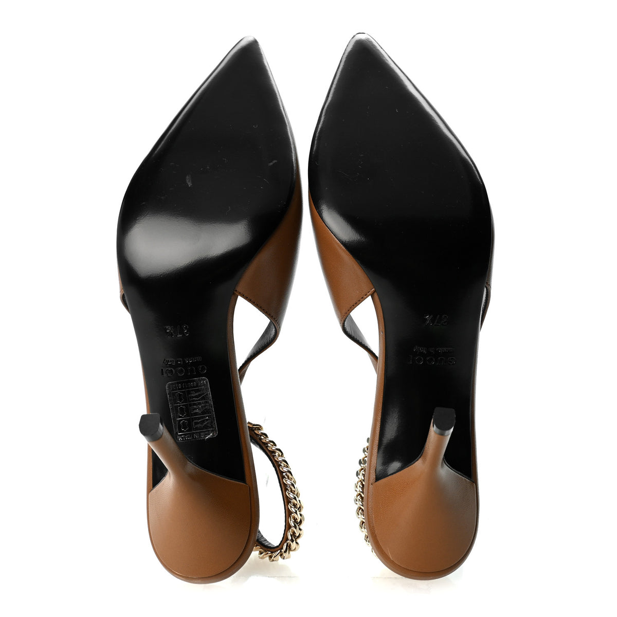 Gucci Malaga Kid Nappa Signoria Slingback Pumps 37.5 Luminous Wood 5 of 8