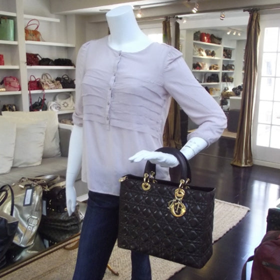 Lambskin Cannage Large Lady Dior Brown