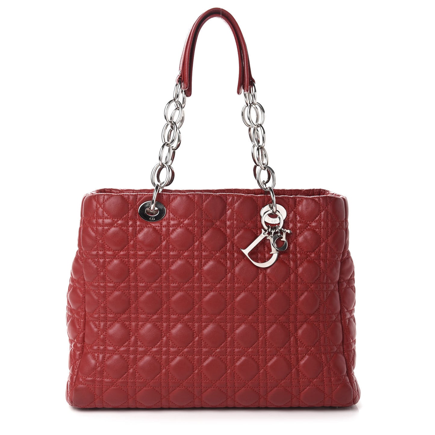 Lambskin Cannage Large Dior Soft Shopping Tote Red