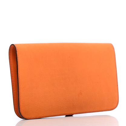 Hermes Eversoft Dogon Duo Wallet Orange Rose Shocking 3 of 12