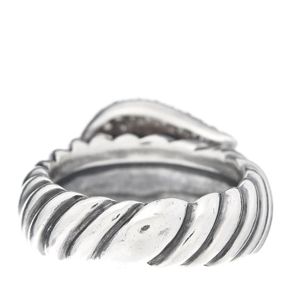 David Yurman Sterling Silver Diamond Buckle Cable Ring 53 6.25 4 of 5