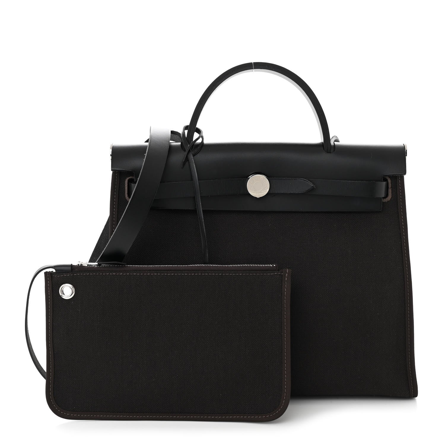 Hermes Military Toile Vache Hunter Herbag Zip 31 PM Ebene Black 3 of 11