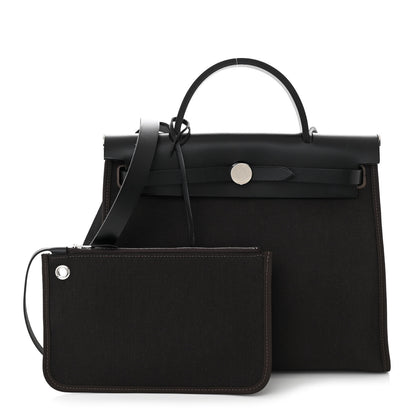 Hermes Military Toile Vache Hunter Herbag Zip 31 PM Ebene Black 3 of 11