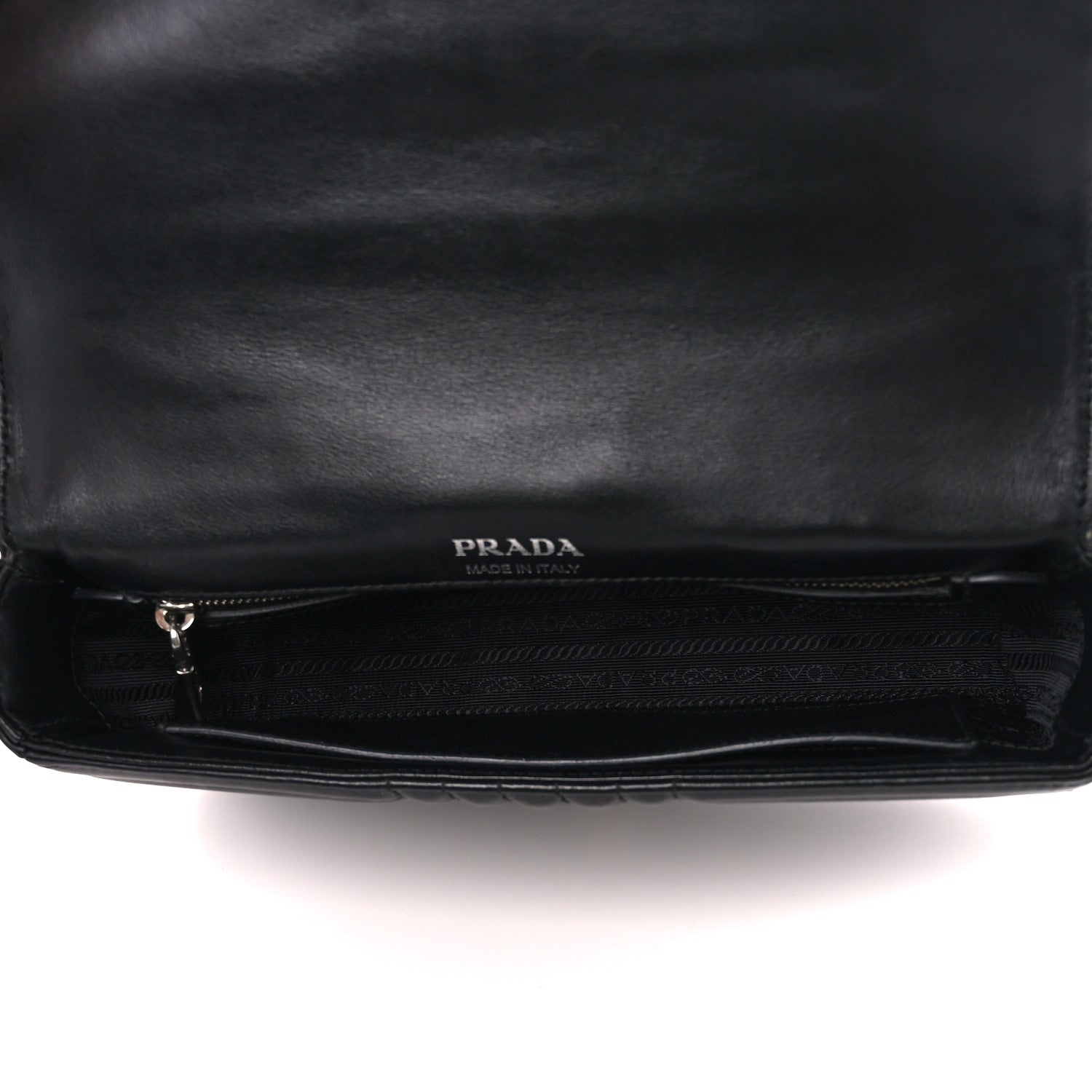 Prada Soft Calfskin Impunture Diagramme Medium Chain Flap Shoulder Bag Black 10 of 10