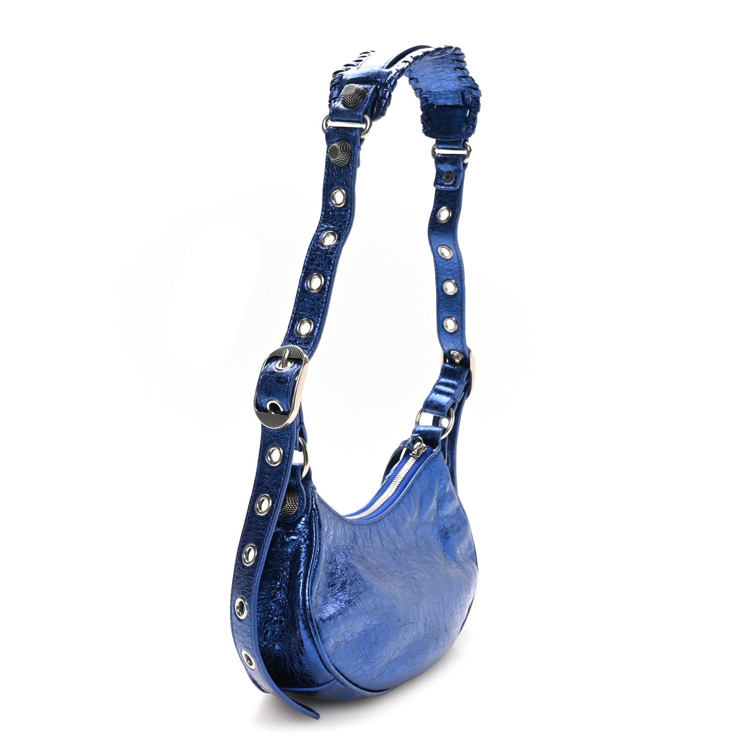 Balenciaga Metallic Arena Agneau Le Cagole Shoulder Bag XS Blue 4 of 11