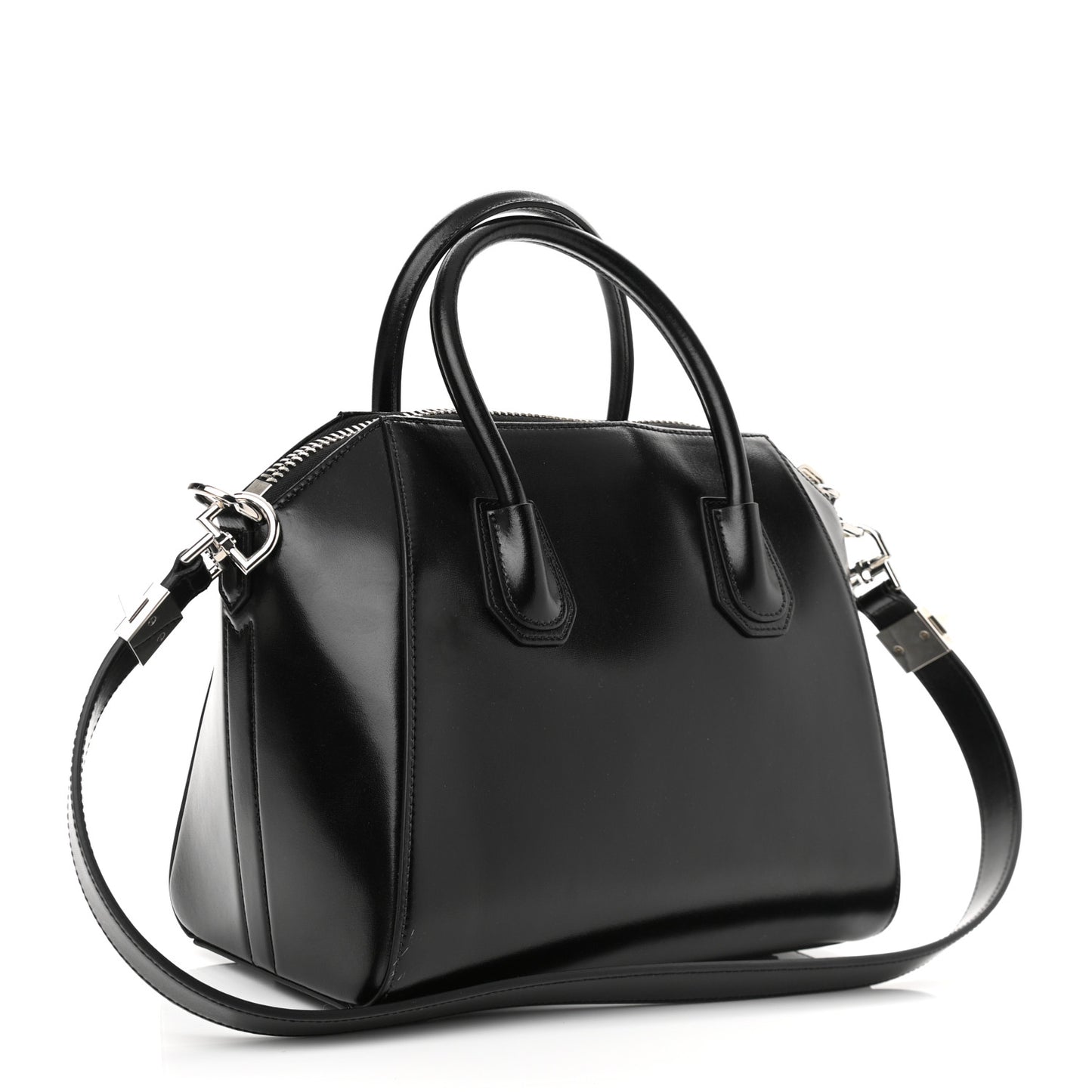 Shiny Lord Calfskin Small Antigona Black