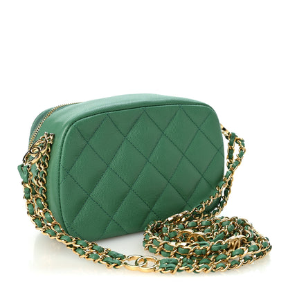 Chanel Caviar Quilted Mini CC You Camera Case Dark Green 3 of 10