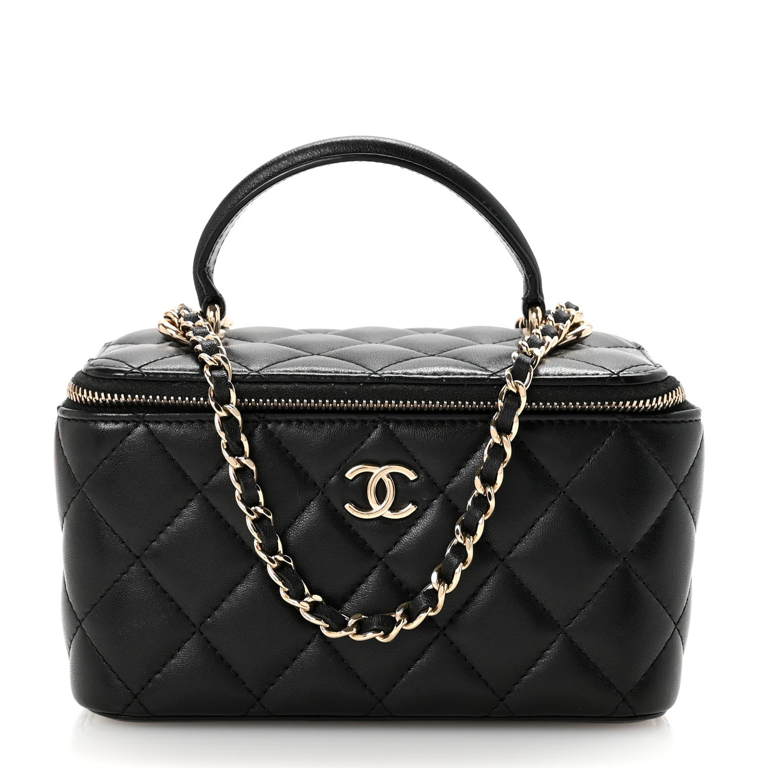 Chanel Lambskin Quilted Small Top Handle Vanity Case With Chain Black 1 of 10