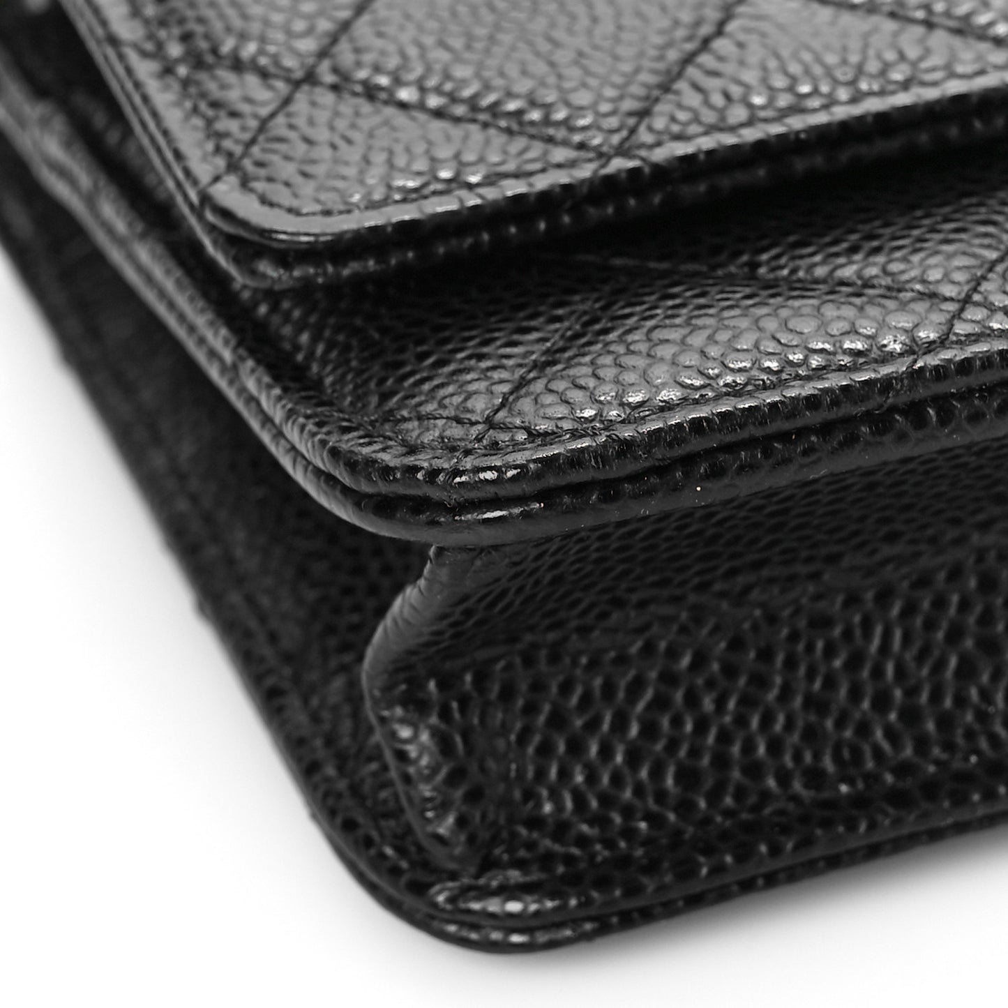 Caviar Quilted Wallet On Chain WOC Black