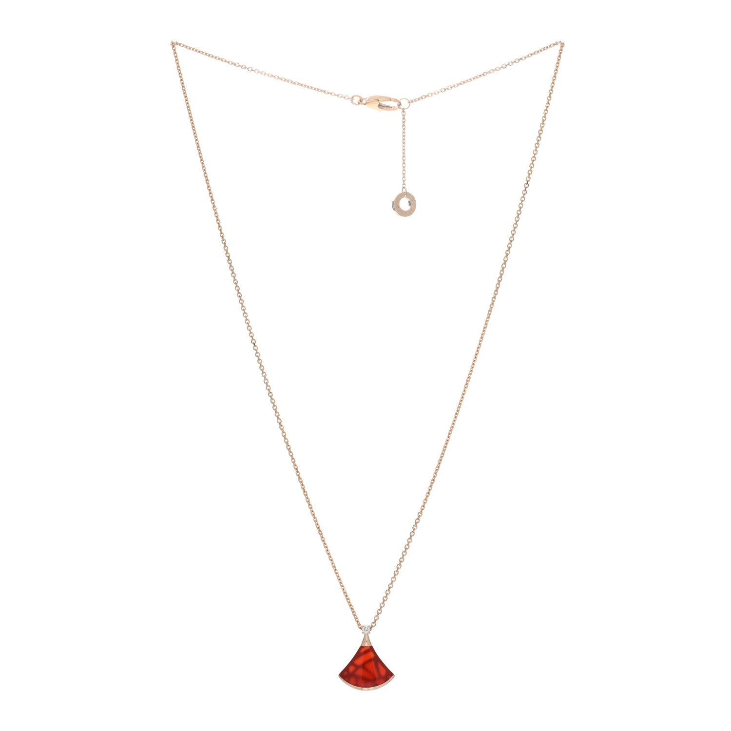 Bulgari 18K Rose Gold Diamond Carnelian Divas' Dream Pendant Necklace 2 of 4