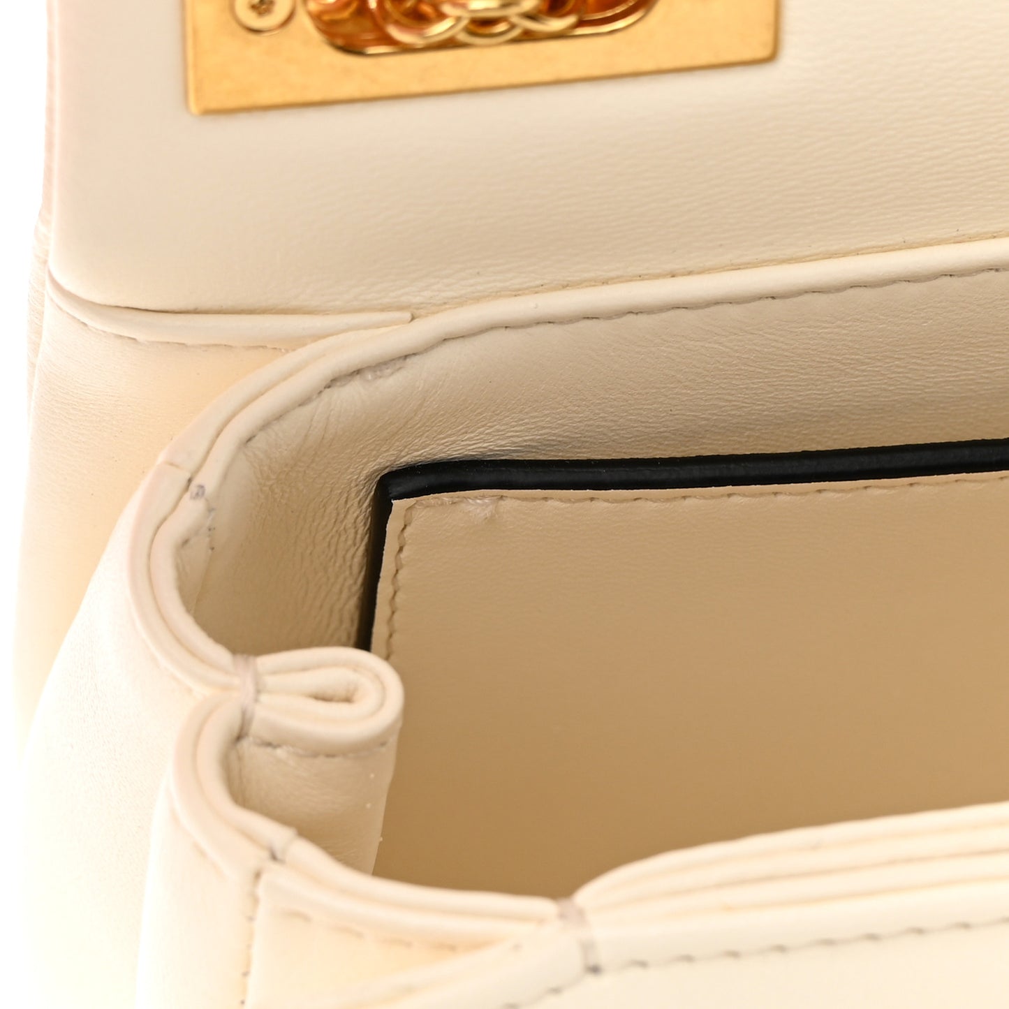 Nappa One Stud Chain Clutch Ivory
