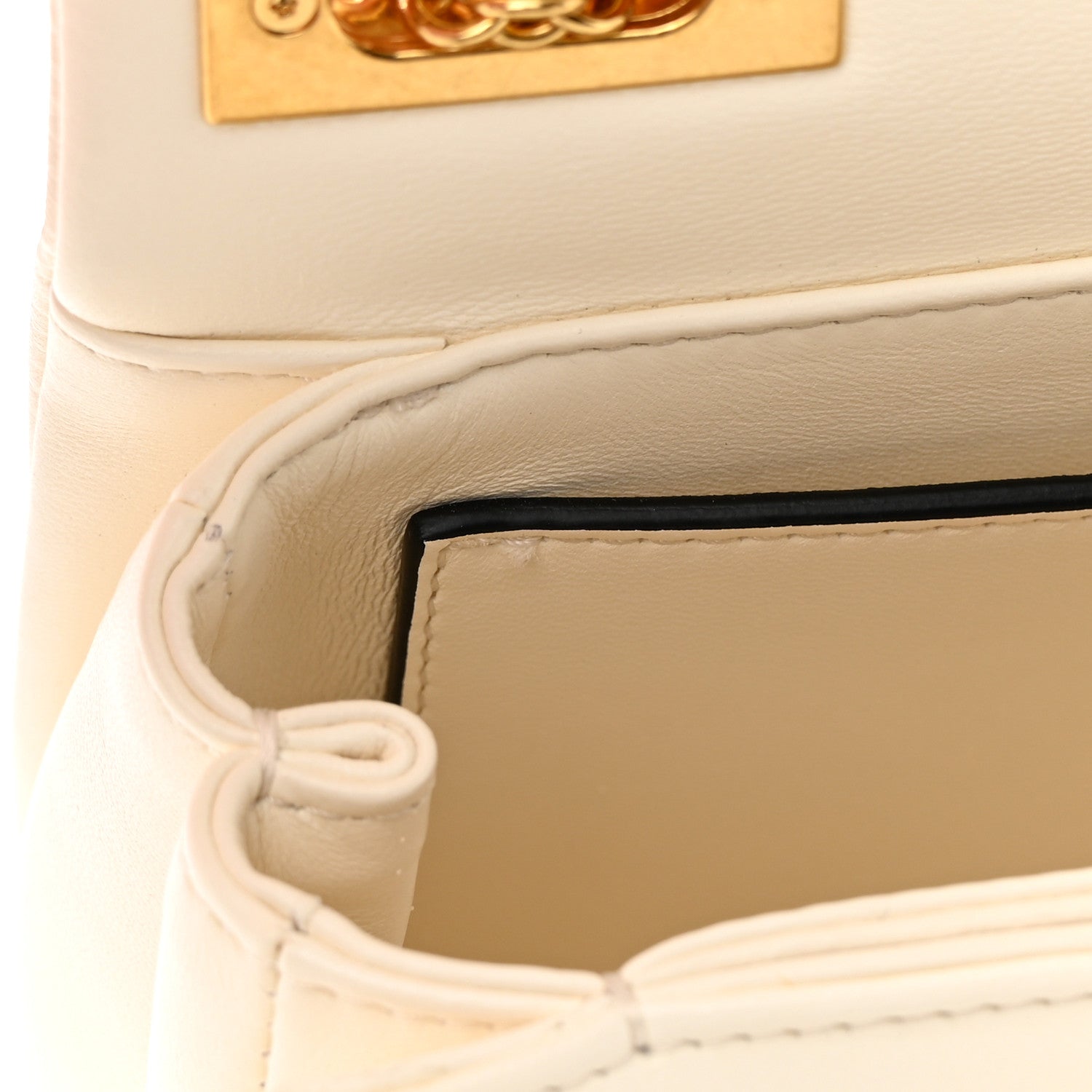 Valentino Garavani Nappa One Stud Chain Clutch Ivory 11 of 14