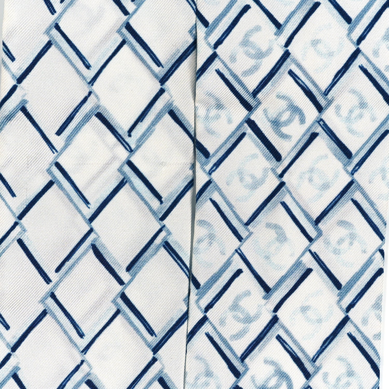 Chanel Silk CC Slim Bandeau Scarf White Blue 4 of 4