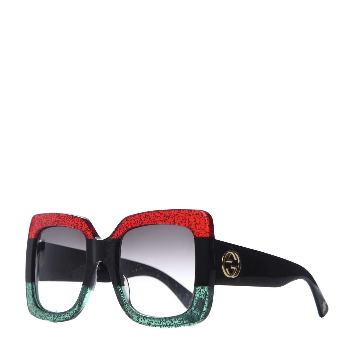 Acetate Square Frame Sunglasses GG0083S Glitter Red Black Green