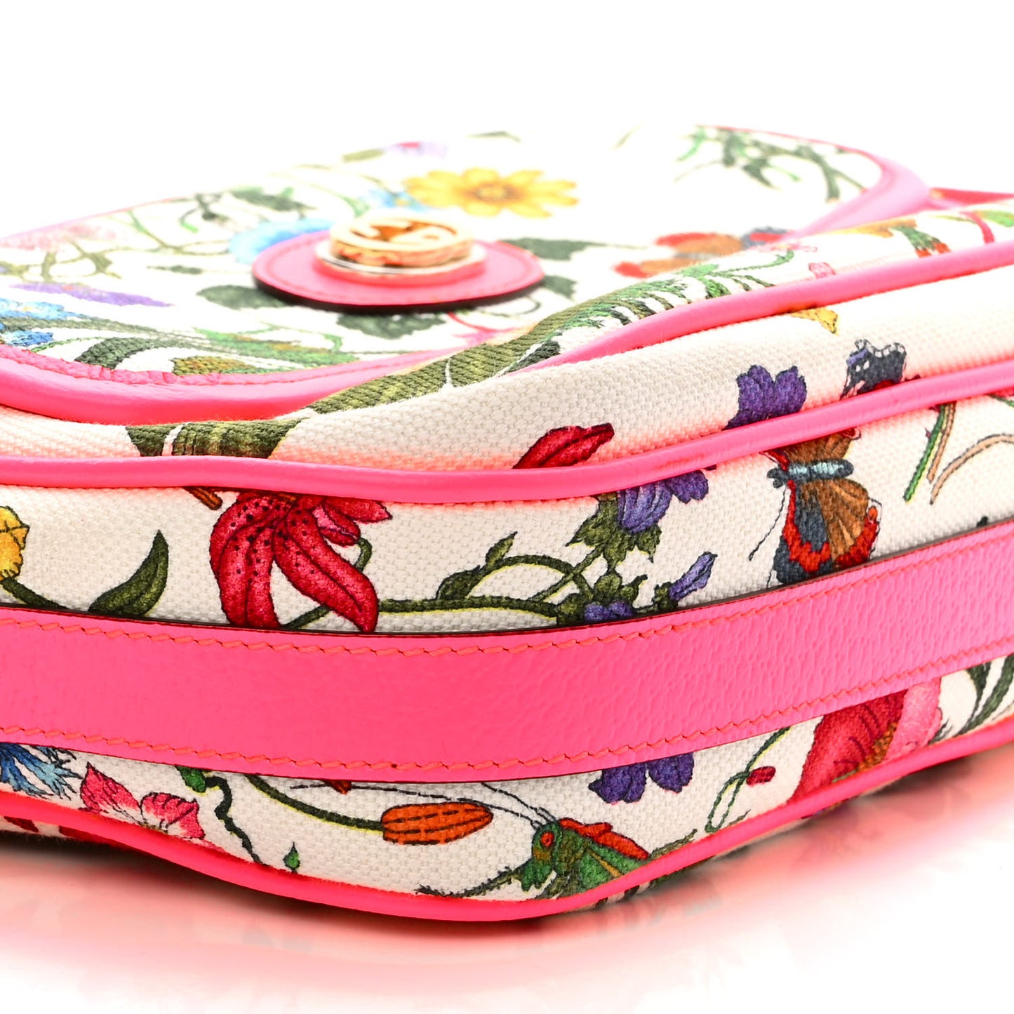 Canvas Flora Floral Shoulder Bag White Fuchsia Fluo