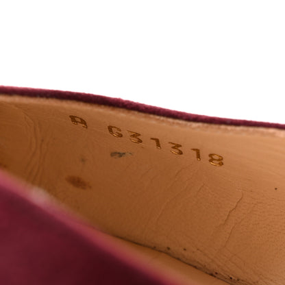 Chanel Kid Suede Metallic Lambskin Cap Toe CC Slingback Pumps 37.5 Burgundy Gold 9 of 12