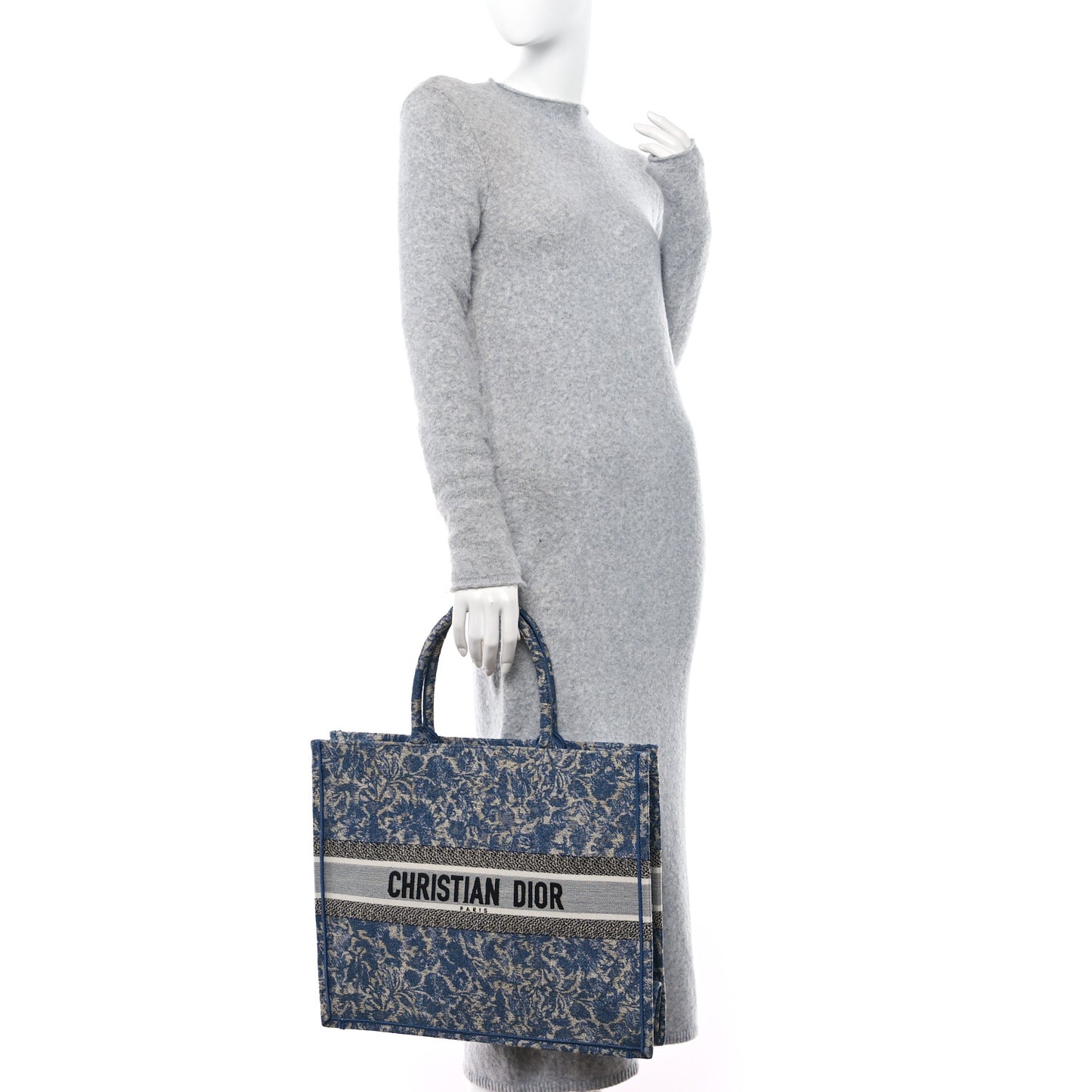Canvas Embroidered Large Brocart Book Tote Blue