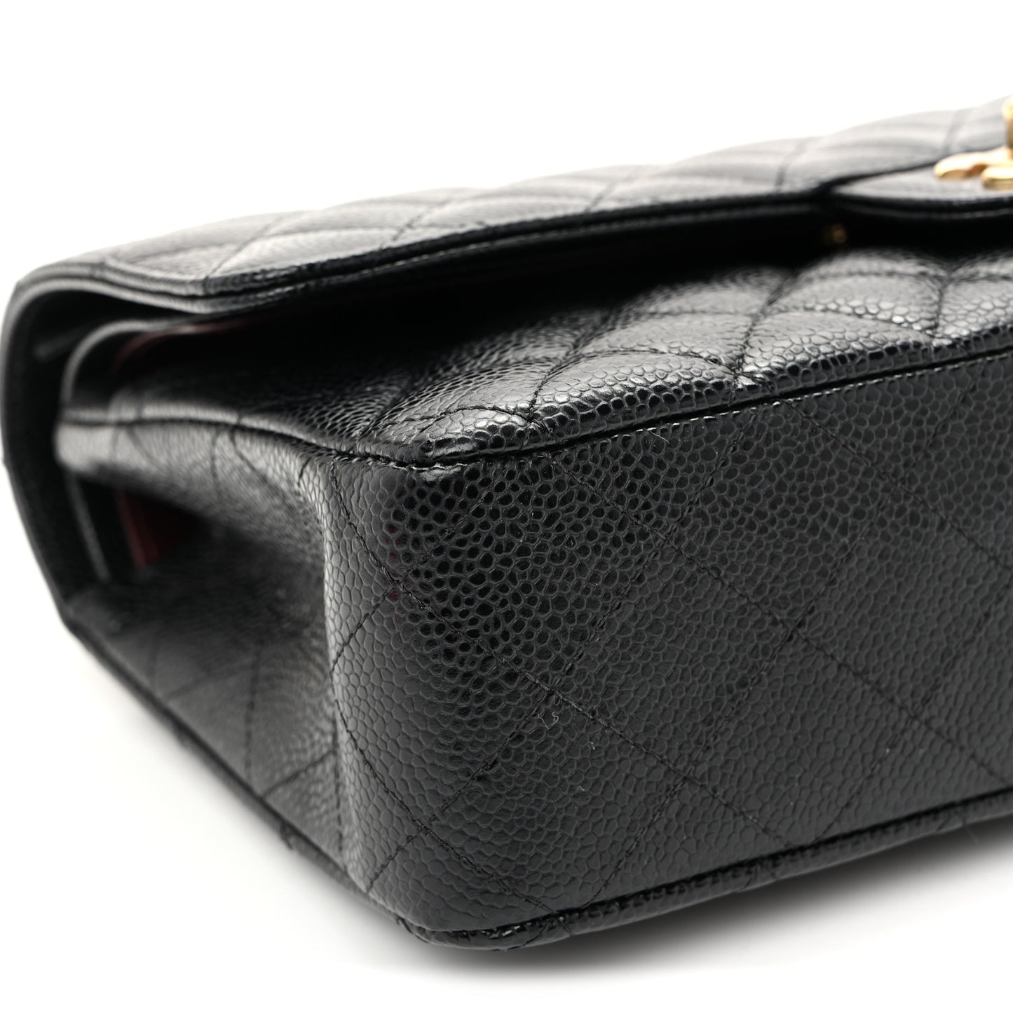 Caviar Quilted Medium Double Flap Black