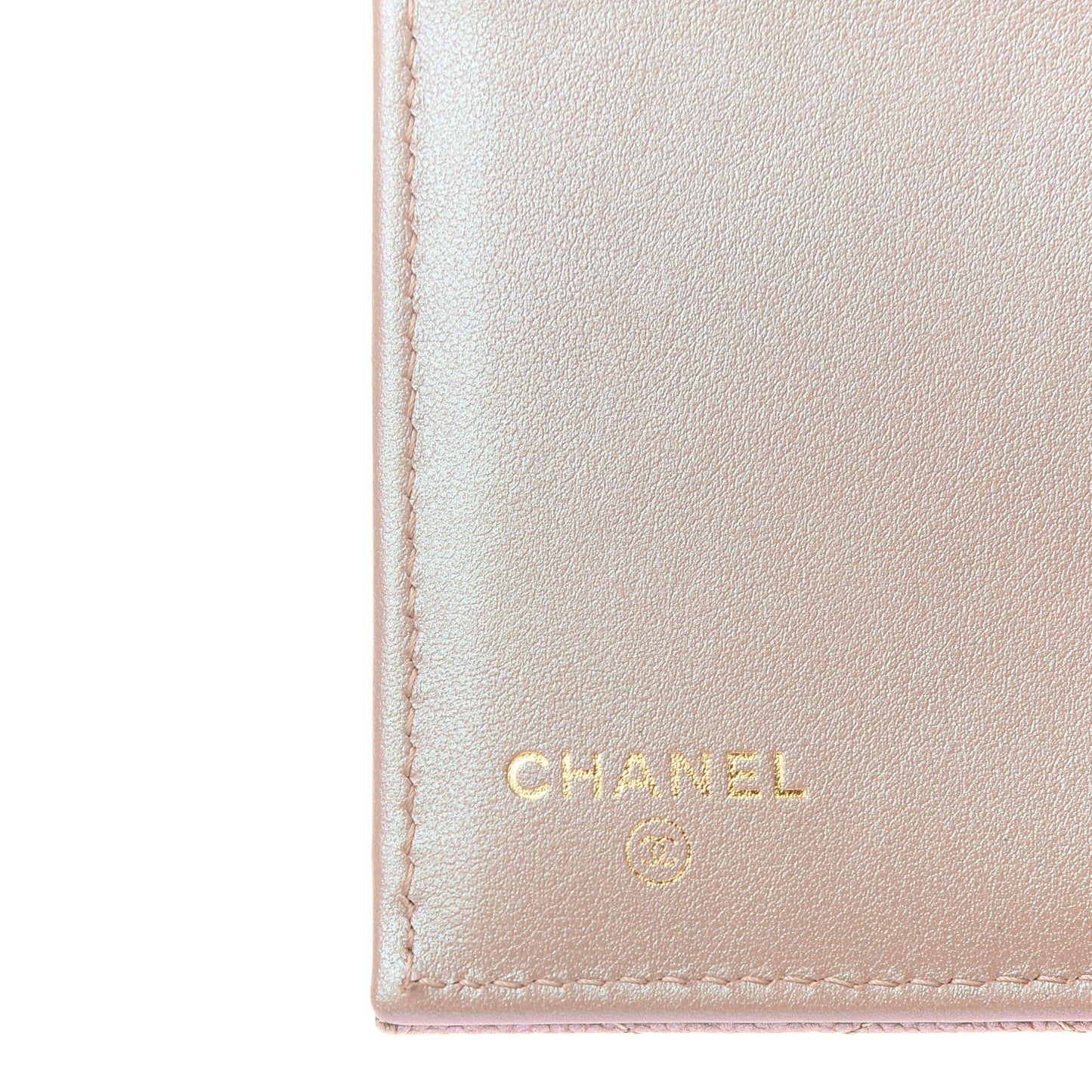 Iridescent Caviar Quilted Small Flap Wallet Beige