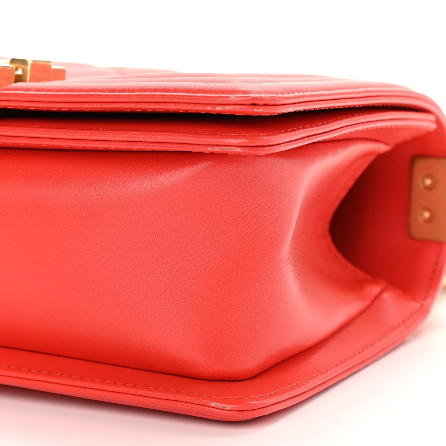 Lambskin Quilted Small Boy Flap Red