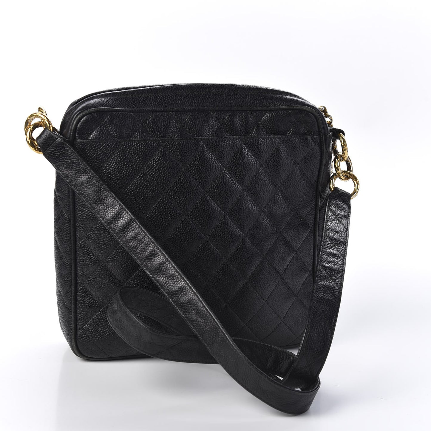Caviar Quilted Flap Shoulder Bag Black