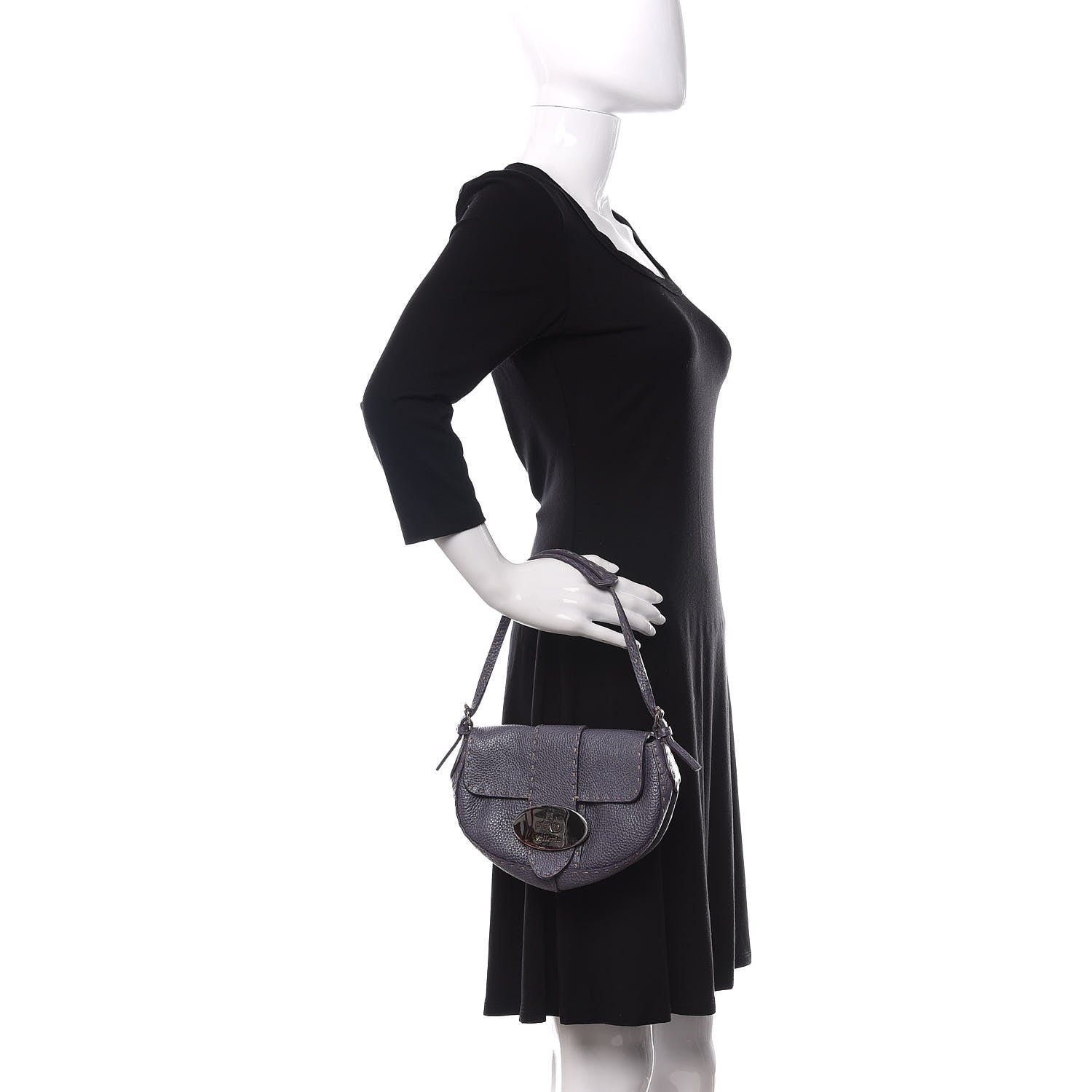 Fendi Calfskin Romano Selleria Mini Flap Bag Purple 2 of 13