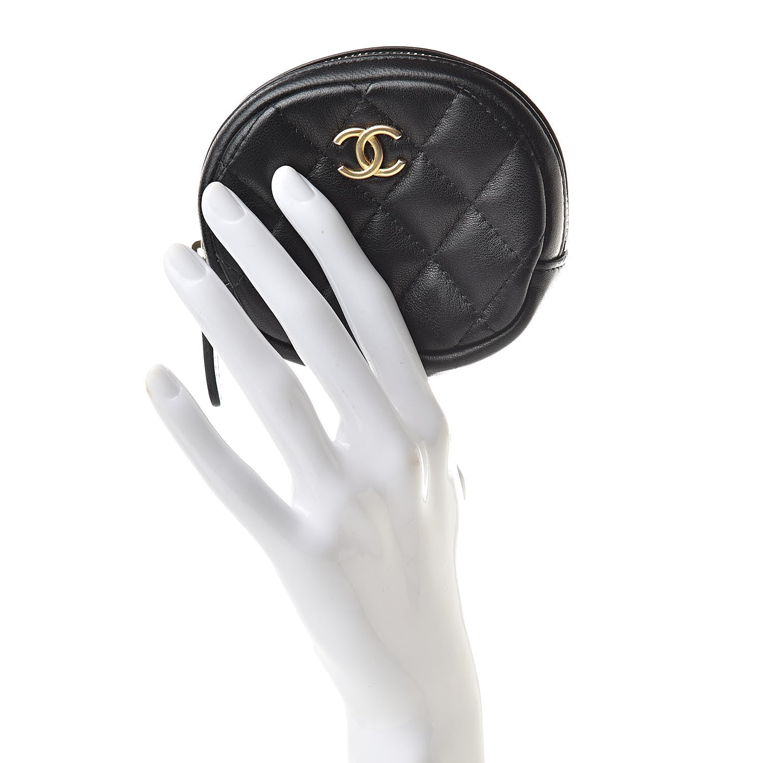 Chanel Lambskin Quilted Zip Around Classic Coin Purse Black 2 of 8