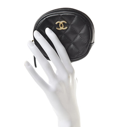 Chanel Lambskin Quilted Zip Around Classic Coin Purse Black 2 of 8