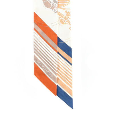 Hermes Silk Ex-Libris Twilly Creme Orange Beige 2 of 4