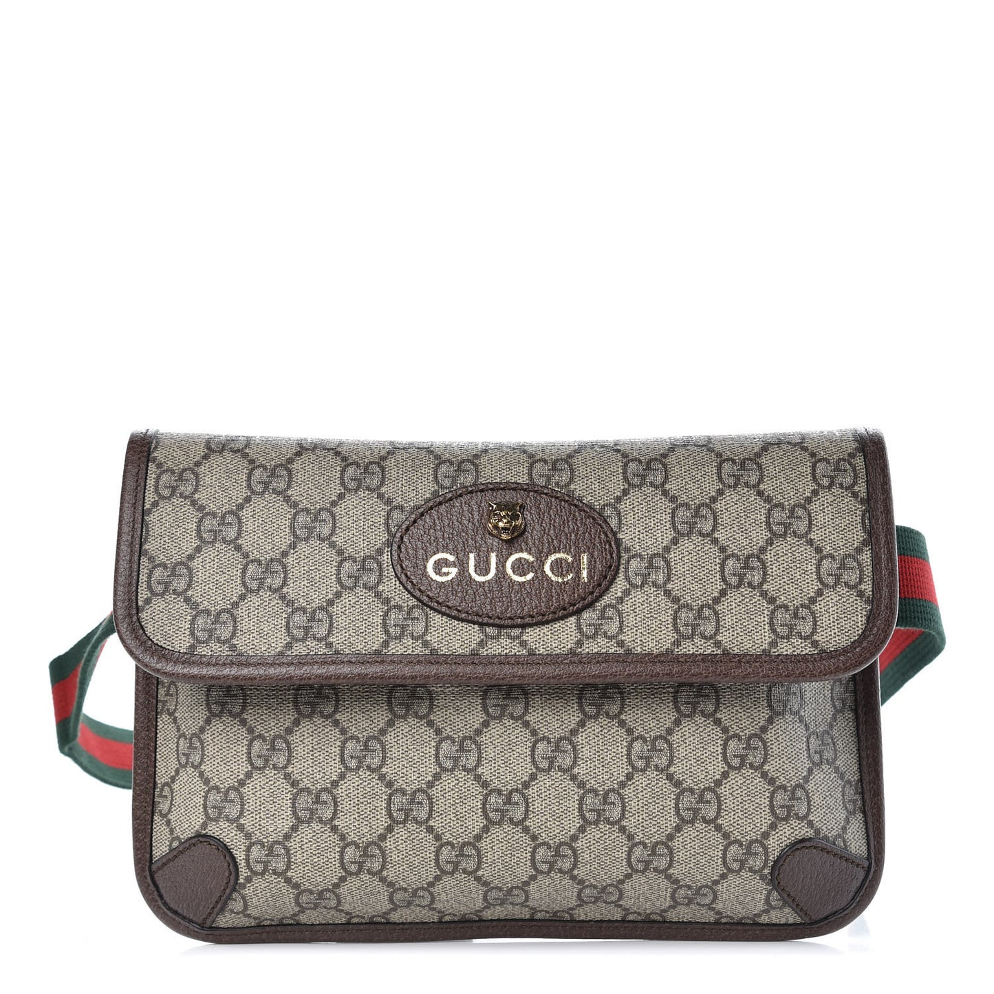 GG Supreme Monogram Neo Vintage Web Belt Bag Brown