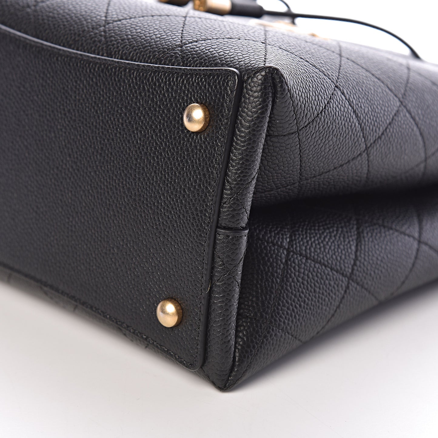 Grained Calfskin Stitched Small Drawstring Bag Black