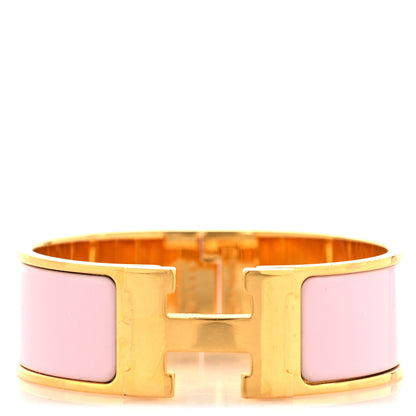 Hermes Enamel Wide Clic Clac H Bracelet PM Rose Dragee 1 of 5