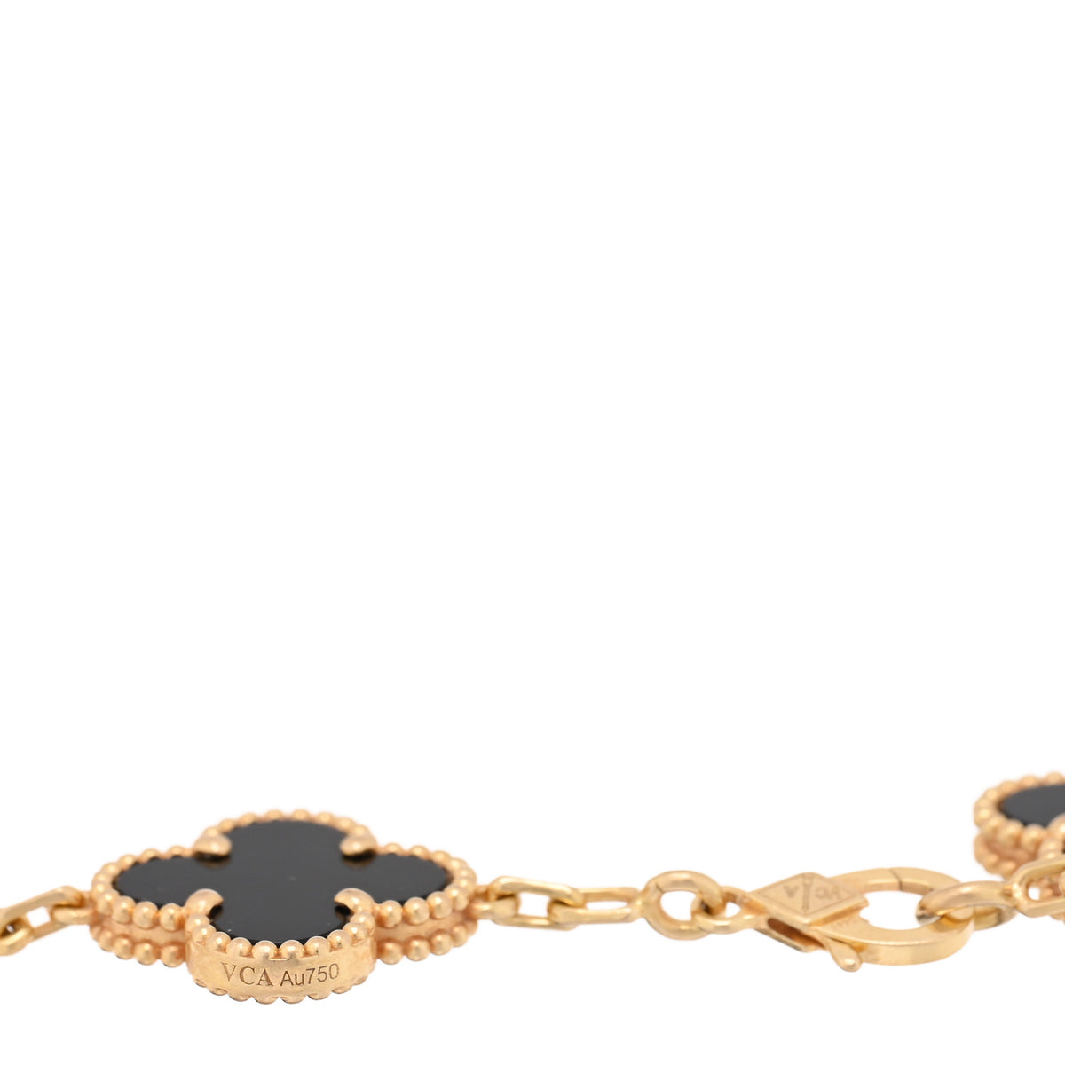 Van Cleef & Arpels 18K Yellow Gold Black Onyx 5 Motifs Vintage Alhambra Bracelet 3 of 3