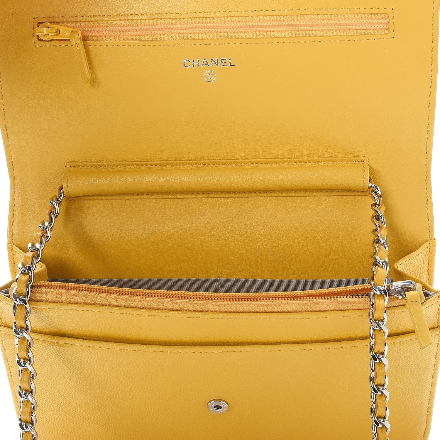 Chanel Caviar Sevruga Wallet on Chain WOC Yellow 9 of 10