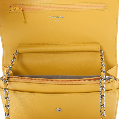 Chanel Caviar Sevruga Wallet on Chain WOC Yellow 9 of 10