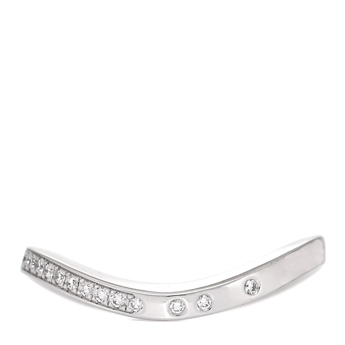 18K White Gold Diamond Ballerine Curved Wedding Band Ring 53 6.25